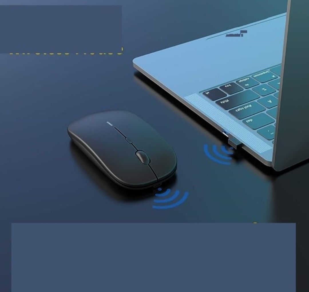 Bezprzewodowa Cicha Mysz USB do Laptopa i Komputera 1600 DPI Czarne