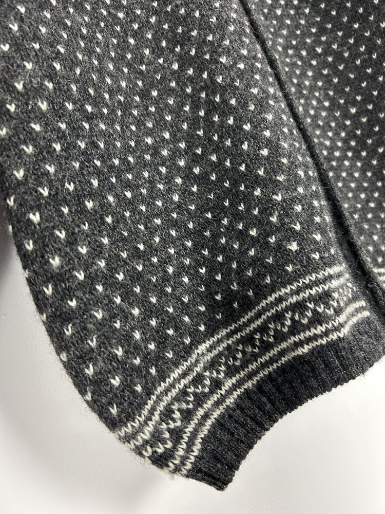 Norweski sweter duży męski 100% wool wełna ciepły vintage zapinany