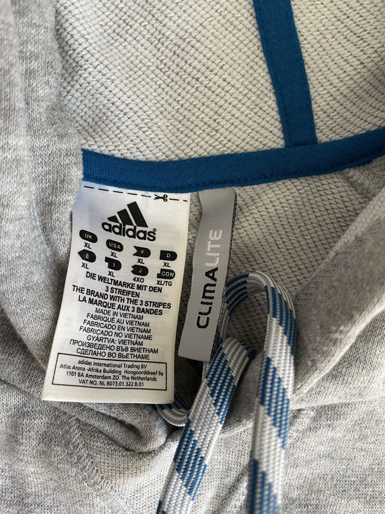 Adidas XL szara meska bluza z kapturem