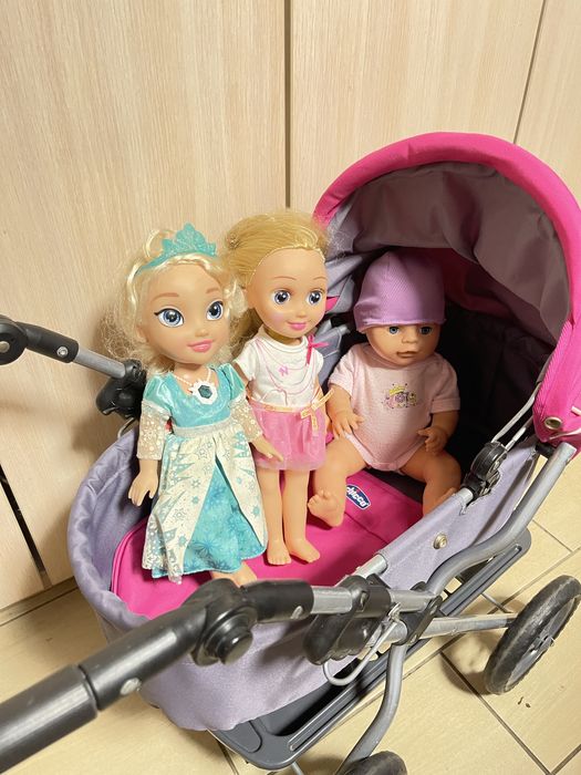 Коляска іграшкова chicco + 3 ляльки