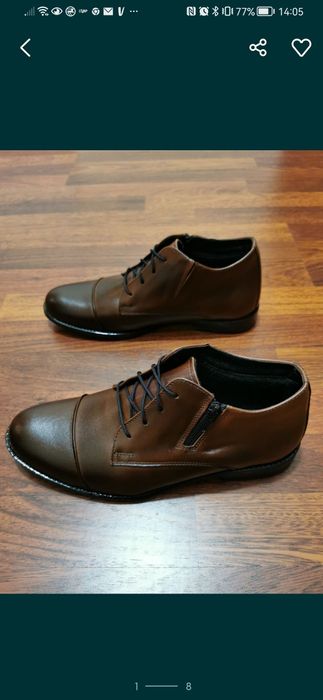 Eleganckie Skórzane Ocieplane Buty Męskie Lekkie Wygodne Tylko Roz.44
