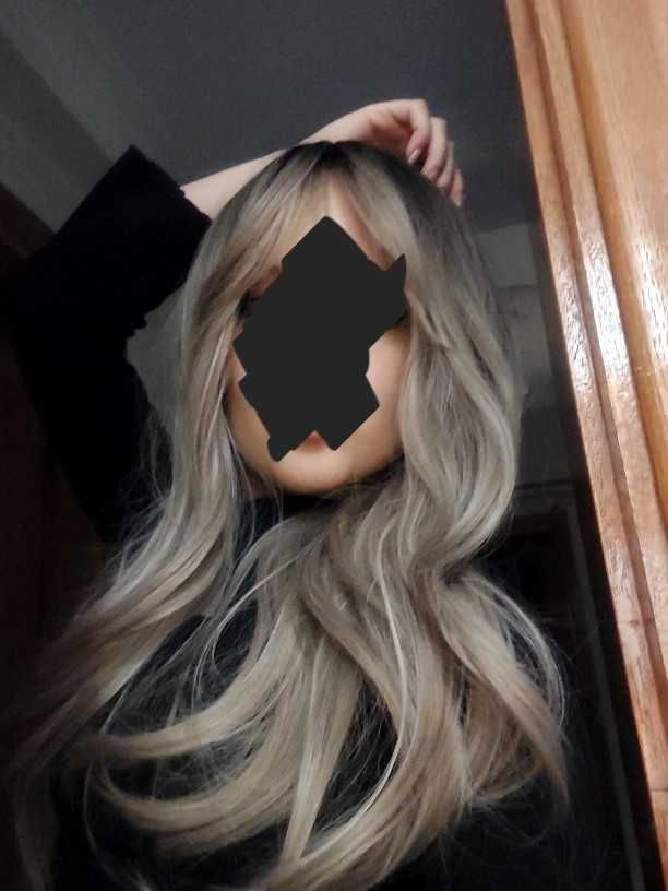 Peruka blond brązowa jasna naturalne długie gęste włosy fale szary