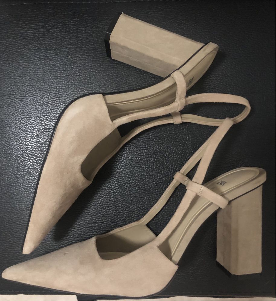 Sapatos Mules Tacão - Nude