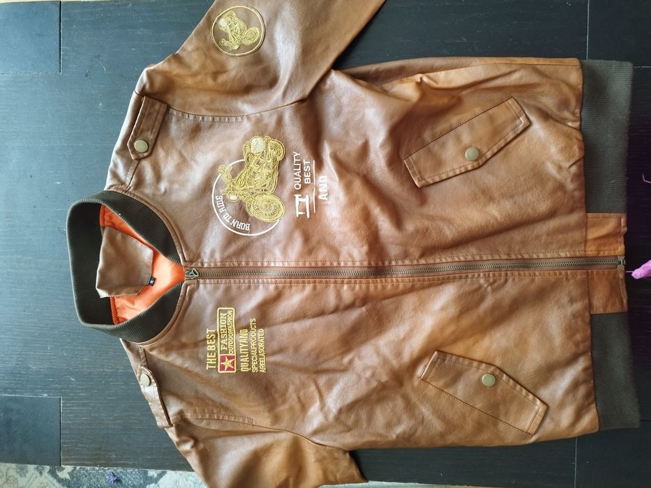 Kurtka skórzana brązowa