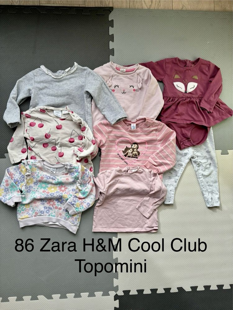 Zestaw 8 sztuk 86 bluzki Zara H&M Cool Club dziewczynka