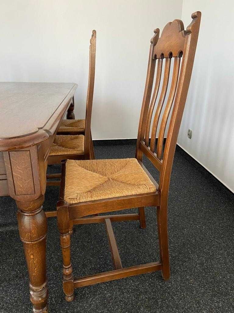 Piękne meble dębowe, lite drewno, stół  z krzesłami