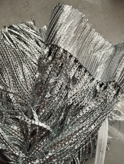 Firana 300x250cm makarony srebrna nić Home&You firanka makaron sznurki