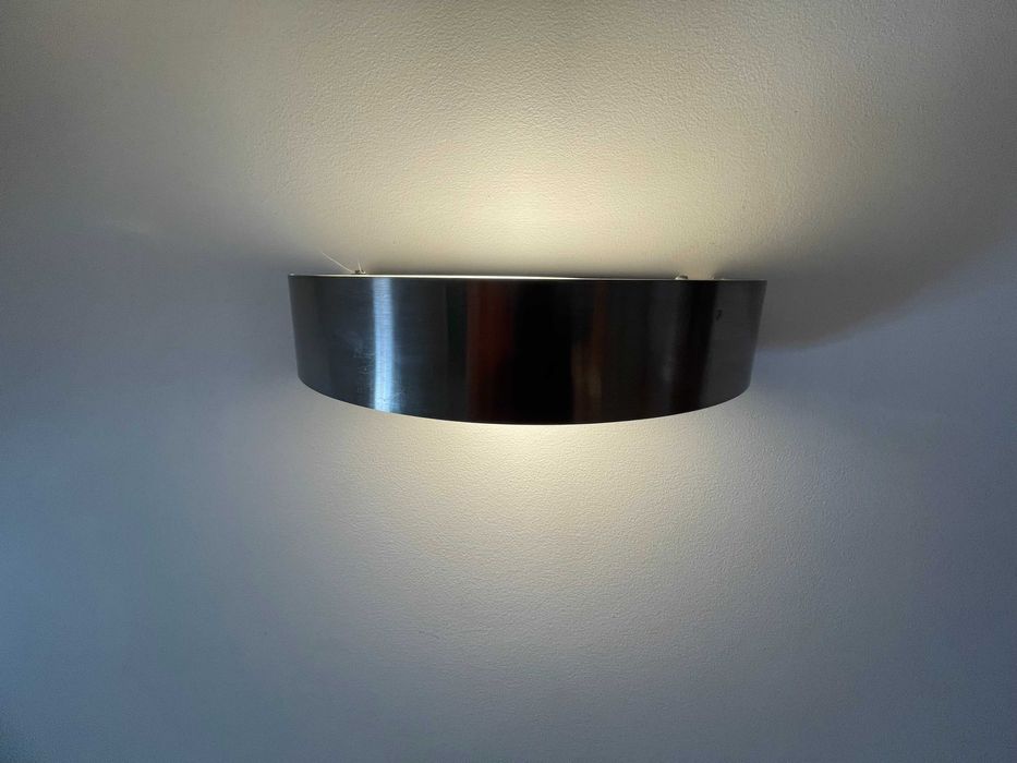 Conj de 2_Iluminação/aplique de parede em inox e vidro fosco