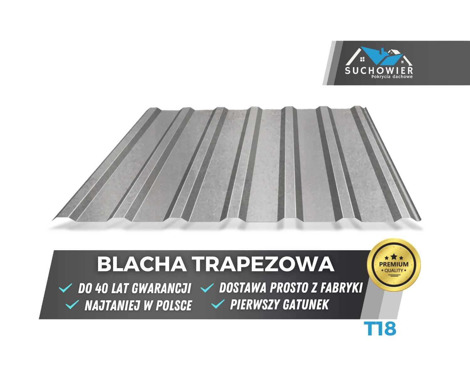 Blacha dachowa trapezowa, T18 T35 T55 Gat 1 Ocynk z filcem Dach Trapez