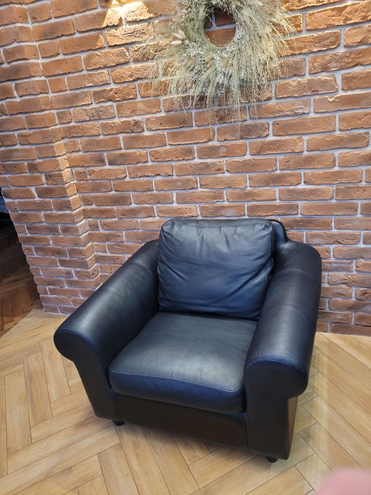 Fotel skórzany Ikea - czarny