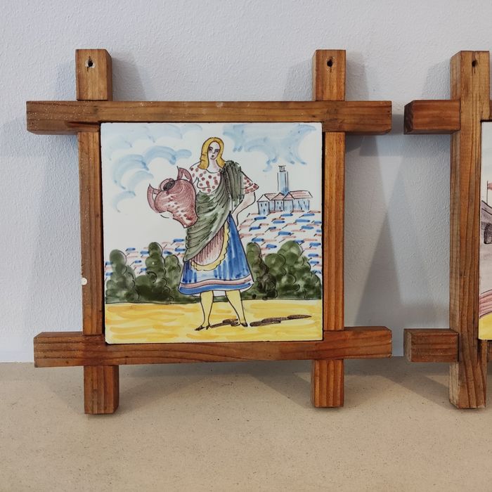 Viúva Lamego - Conjunto de 2 azulejos pintados à mão