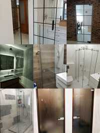 Установка межкомнатных стеклянных дверей,производство дзеркал,душевых