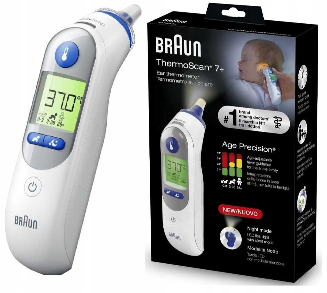 MEGA !!! TERMOMETR DOUSZNY Braun ThermoScan 7+(IRT6525)