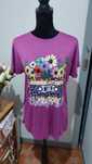 Tshirt tunika bluzka 100 % wiskoza kwiatki kwiaty M L xl vintage