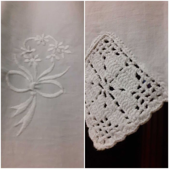 Firanka krótka lamberkin bawełniana z haftami i koronką