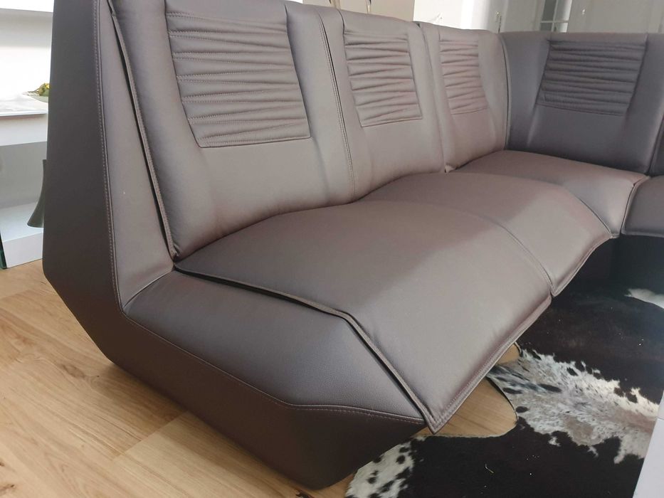 Duży Klasyczny Skórzany Narożnik + Fotel Czekolada Zestaw