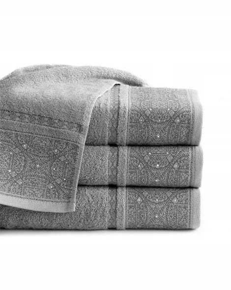 Ręcznik bawełniany Sofia Glamour Kryształki 50x90 Szary