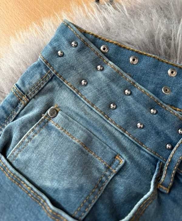 Jeansy damskie basic casual high weist skinny denim bawełniane 42/XL