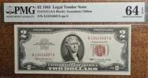 $ 2 Dolar 1963 USA Banknot Legal Tender Note Washington