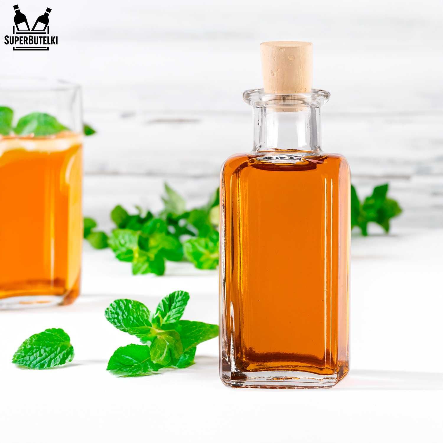 10x butelka QUADRA 100 ml na oliwę nalewki sok z korkiem
