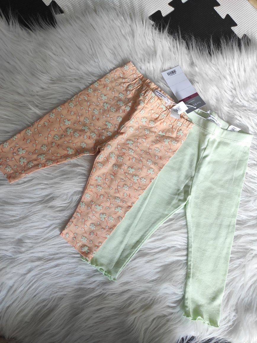 Nowe legginsy Sinsay 74 dwupak pomarańczowe i seledynowe