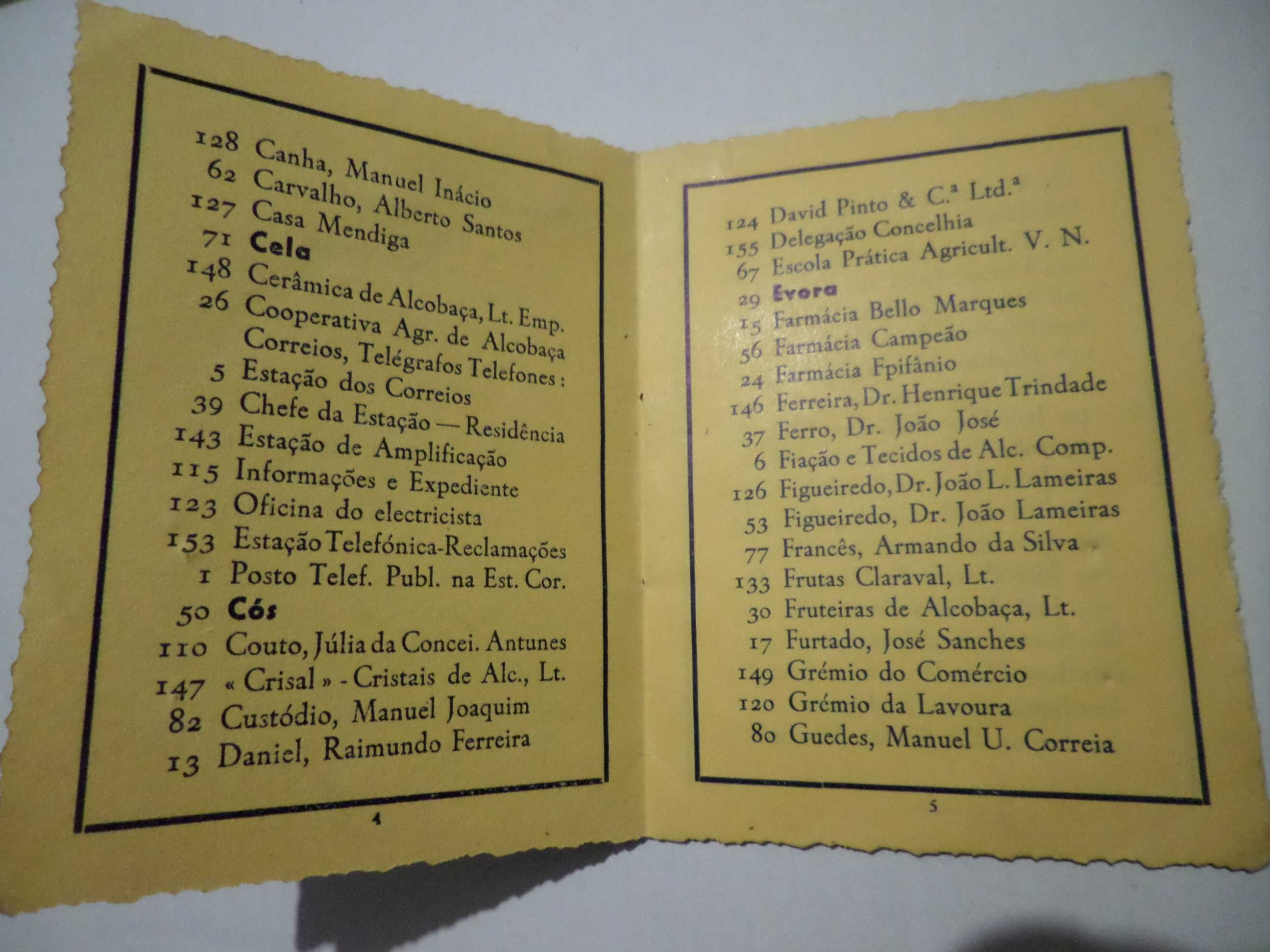 Lista de 'postos'   Telefonicos e Calendário  1948