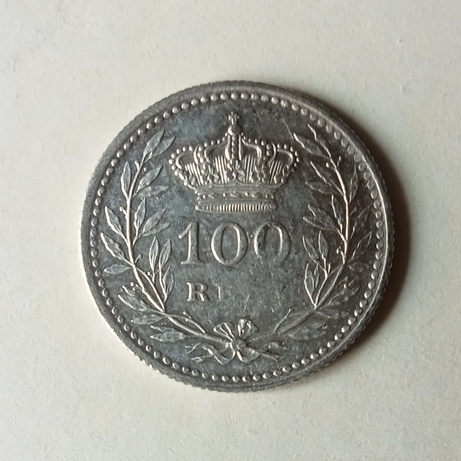 Moeda 100 reis 1910 prata