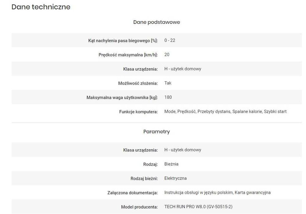 Bieżnia elektryczna EB FIT Tech Run Pro W8.0