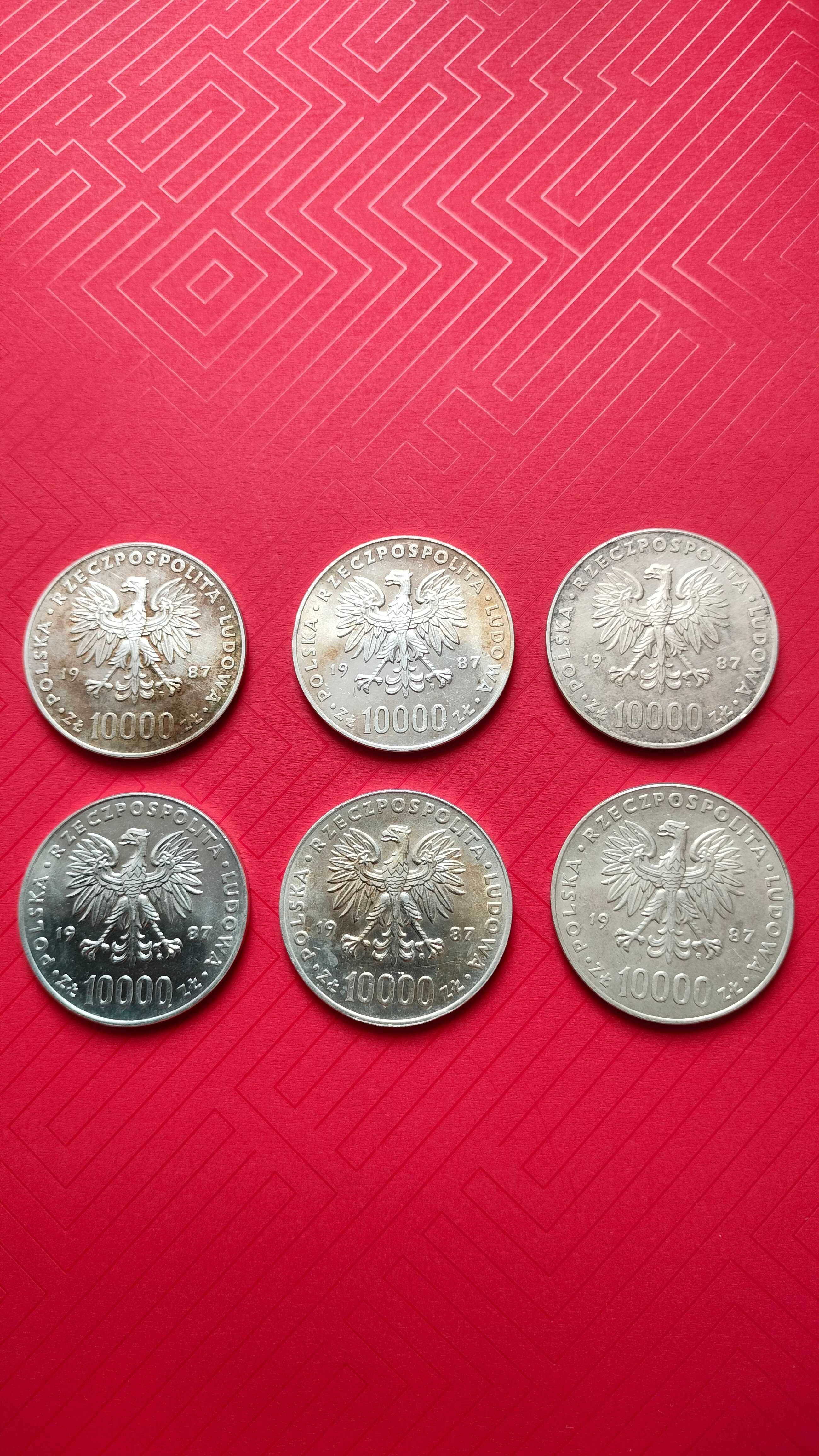 Monety srebrne 10000 zł. Papież. 6 monet  inwestycja