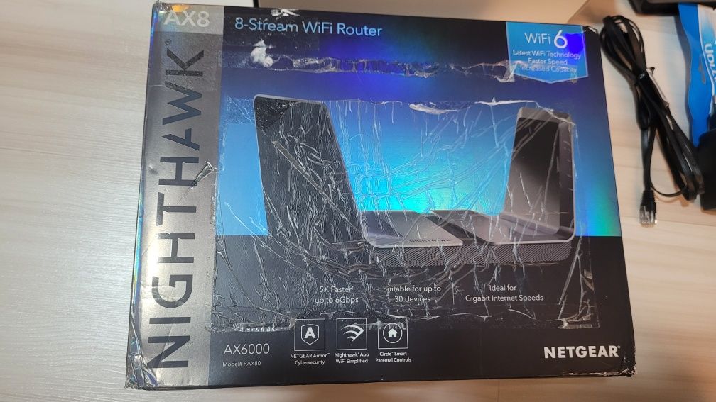Router Netgear Nighthawk RAX80 AX8 AX6000 6Gb/s, 8 strumini, 2x USB,