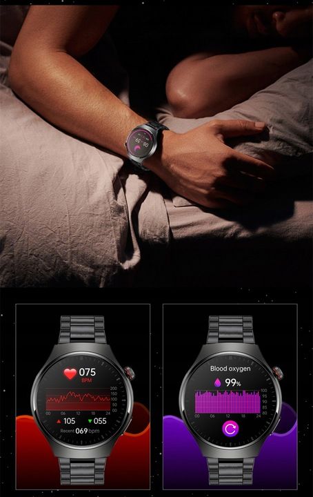 Zegarek Smartwatch Amoled Pomiar Curku Ekg Glukoza Bmi Rozmowy Ciśnien