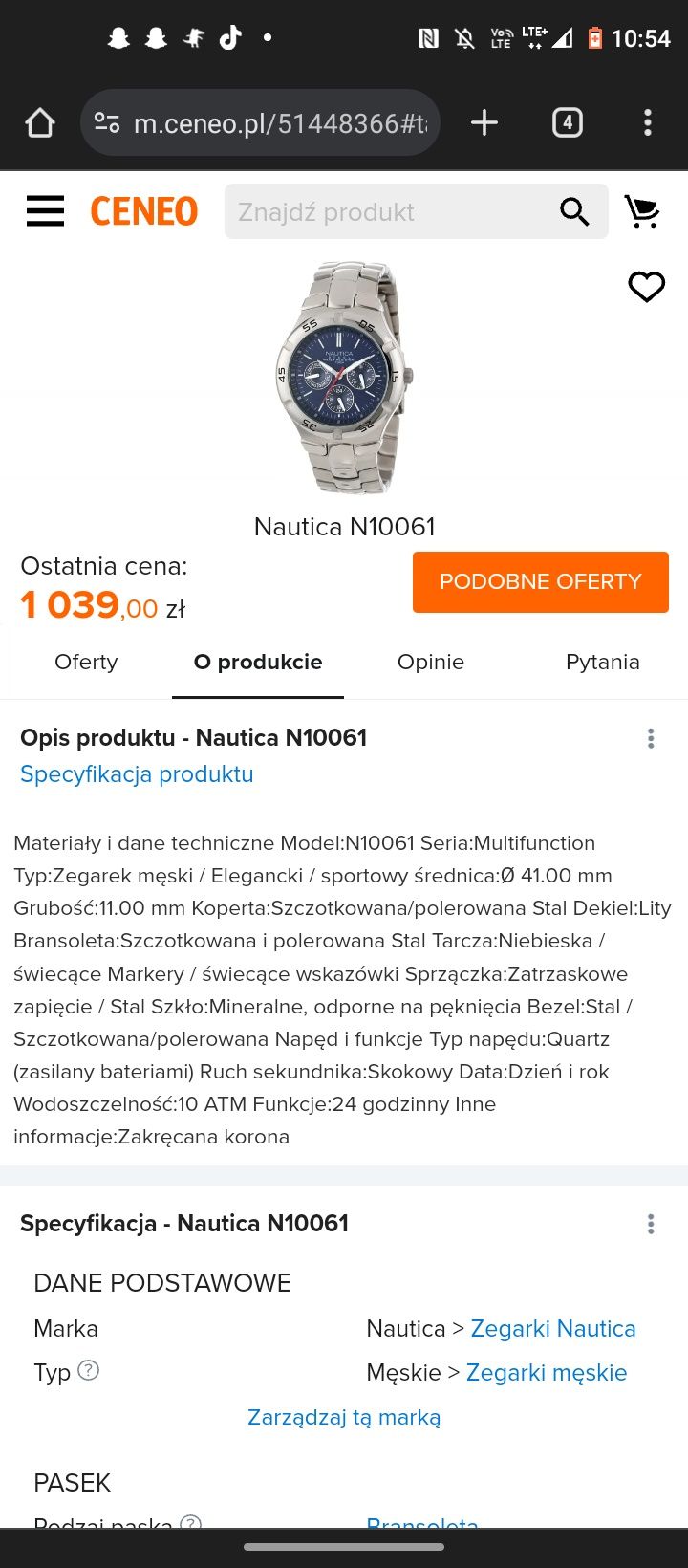 Zegarek męski nautica N10061