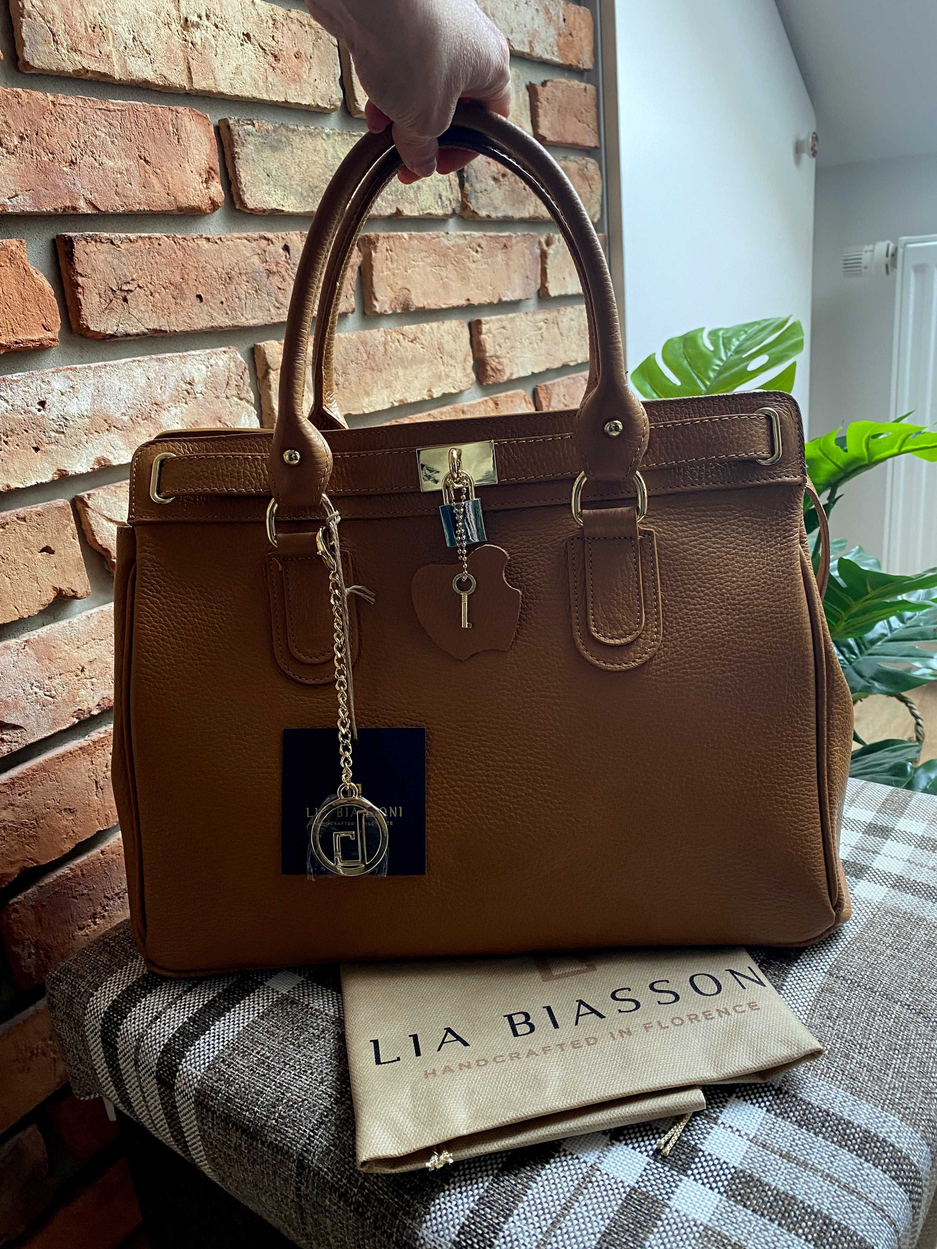 Lia Biassoni skóra shopper bag nowa włoska