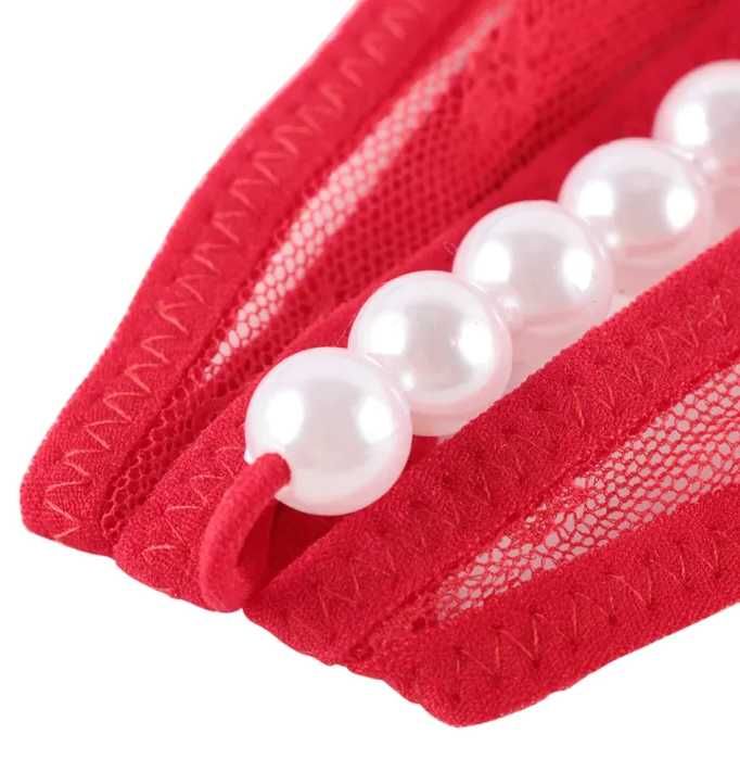 S006 seksowna bielizna erotyczna majtki z perłami koronka Xs/XL