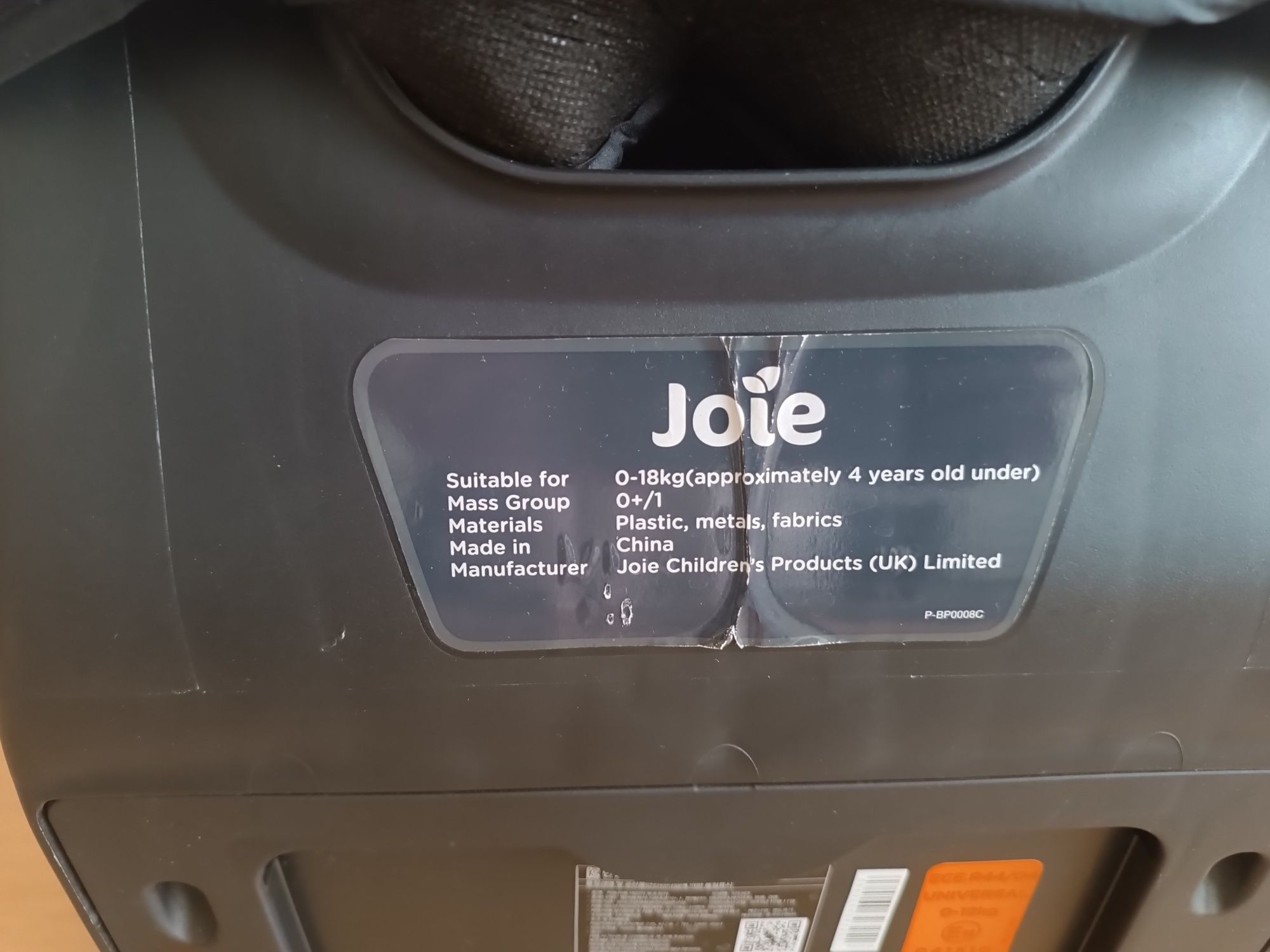 Cadeira auto joie 0-18 kg