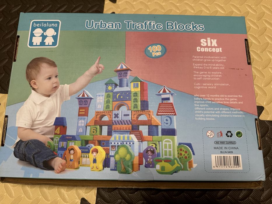 Конструктор деревяний блоки urban traffic blocks 100шт 36+