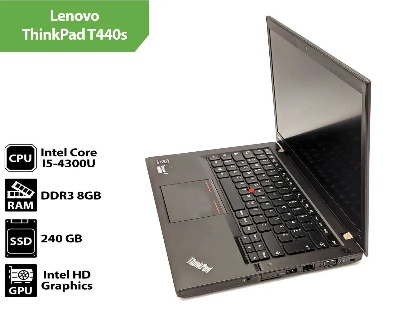 Lenovo ThinkPad T440s 14" HD+TN i5-4300U · 8GB· 120GB)Б/В ОПТ 500шт.‼️