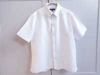 Biała lniana koszula Marks & Spencer L męska z krótkim rękawem