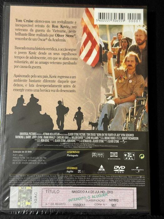 DVD do filme Nascido a 4 de Julho [Novo]