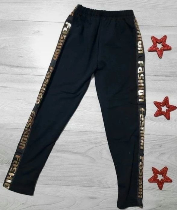 Leginsy ocieplane ze złotym lampasem Fashion roz. 140