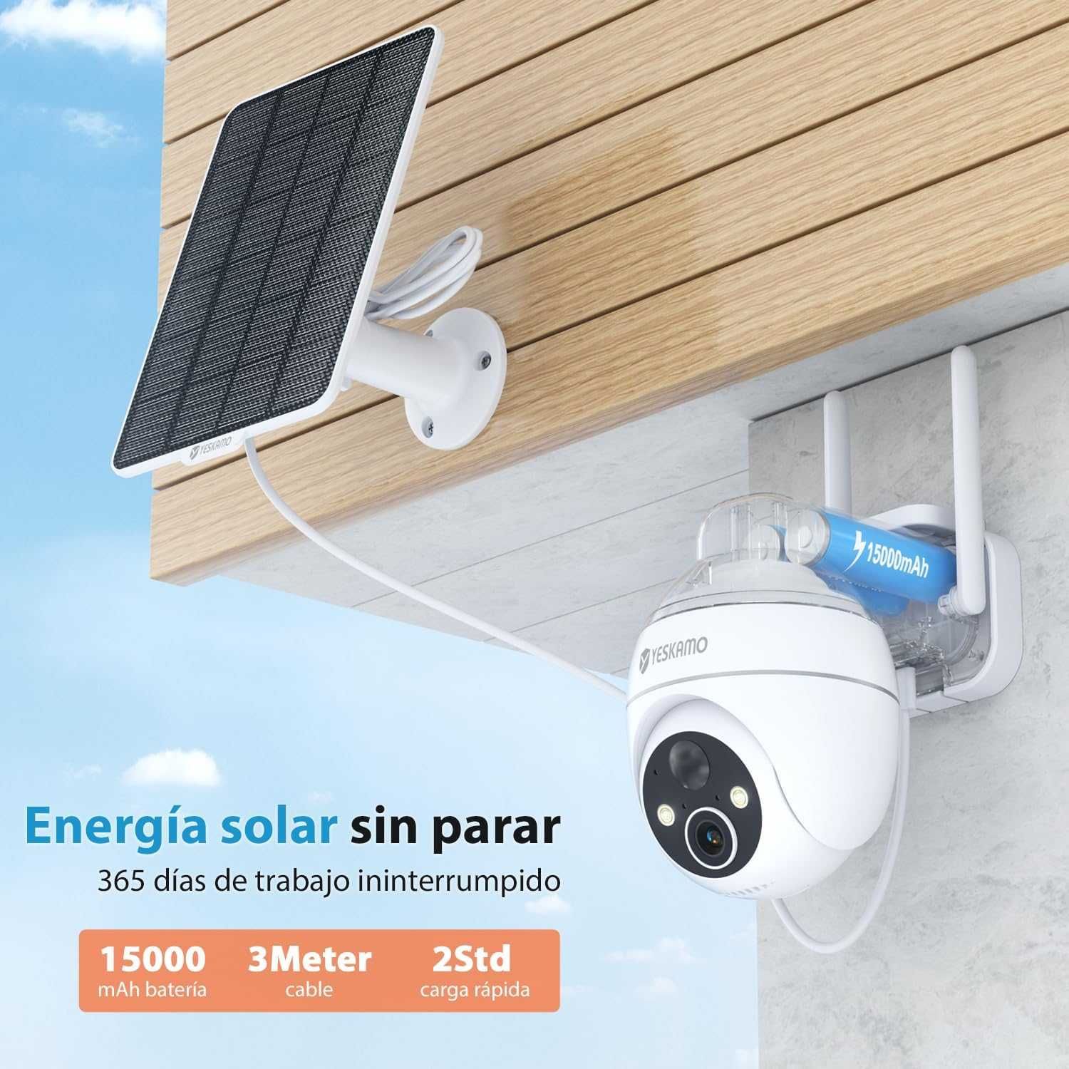 câmera videovigilância, painel solar, rotativa, WI-FI, 2K, NOVA