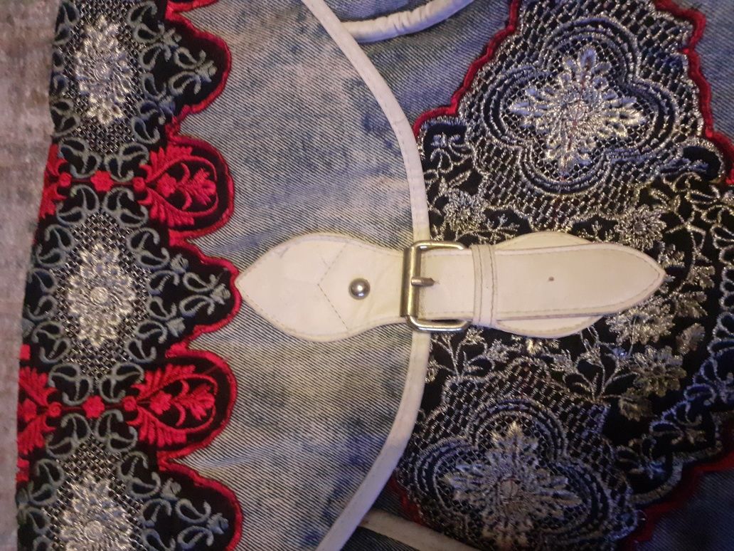 Torebka dżins naszywki hand made tanio
