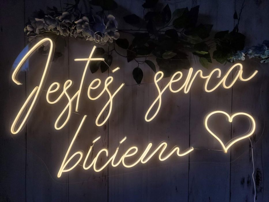 Jesteś serca biciem + serce napis ledowy led ledon neon ślub wesele