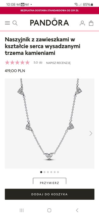 Naszyjnik Pandora z zawieszkami w kształcie serca