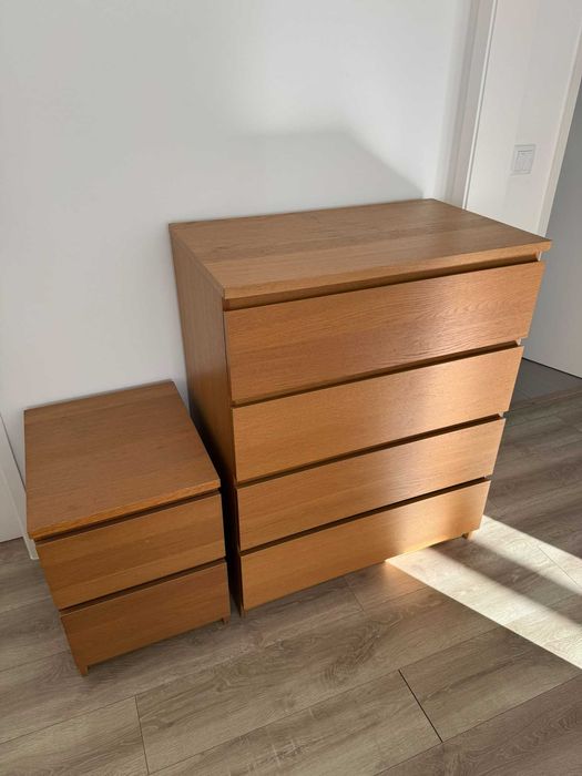 IKEA MALM cómoda c/4 gavetas e cómoda c/2 gavetas, chapa de carvalho