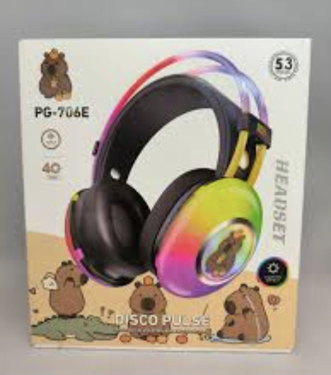 Słuchawki Bezprzewodowe Bluetooth RGB – MOTYW KAPIBARA – ODLOTOWE