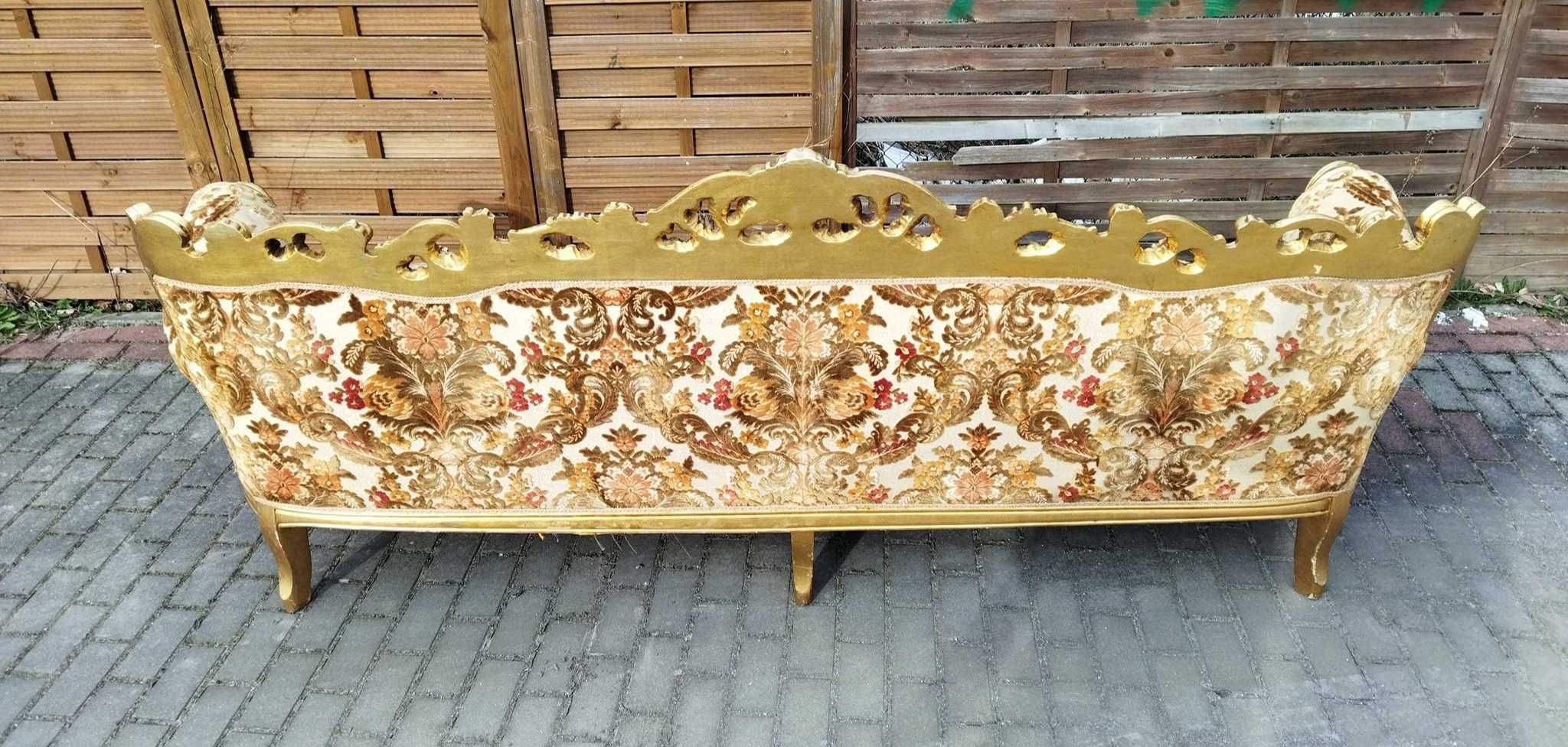 Duża włoska złota sofa 4 osobowa