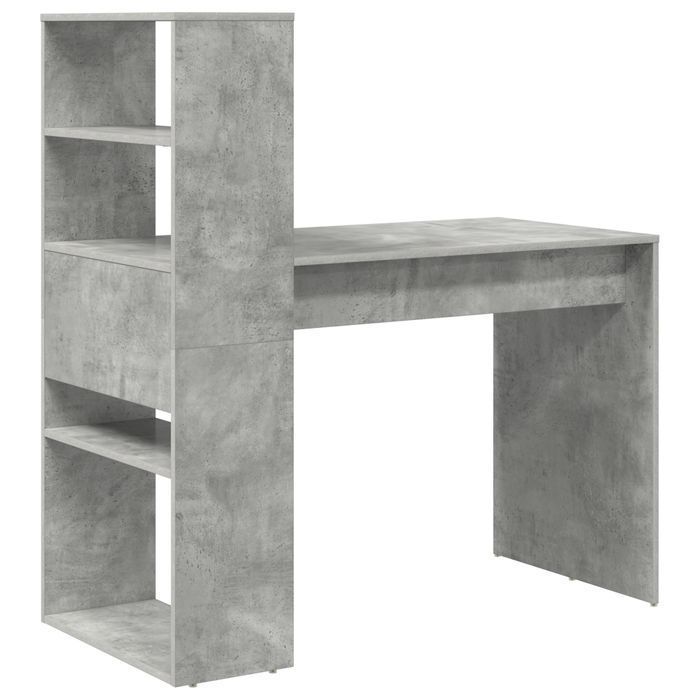Biurko z przechowywaniem szary beton 113x54 cm