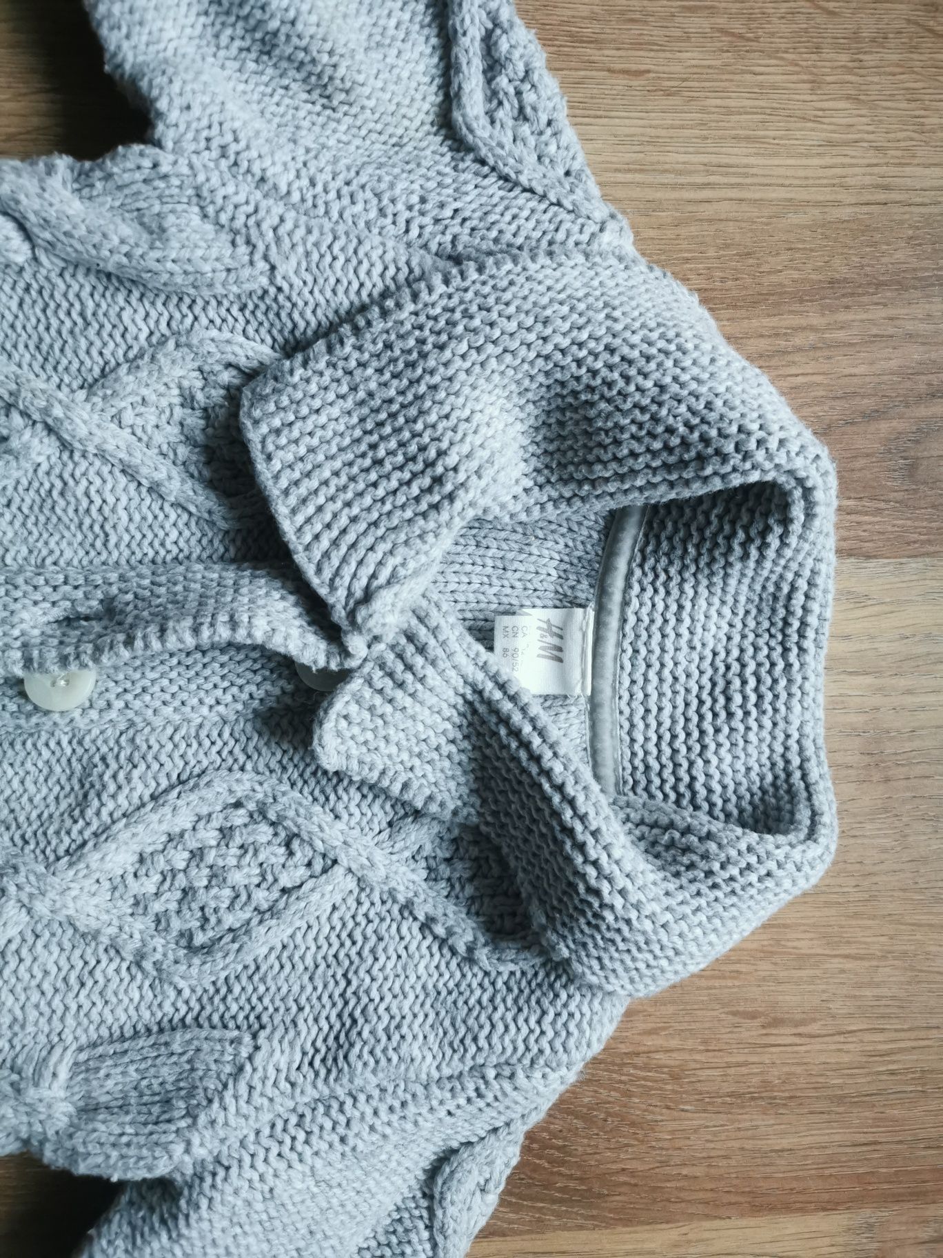 Szary sweter rozpinany sweterek na wiosnę H&M 86 80 bluza