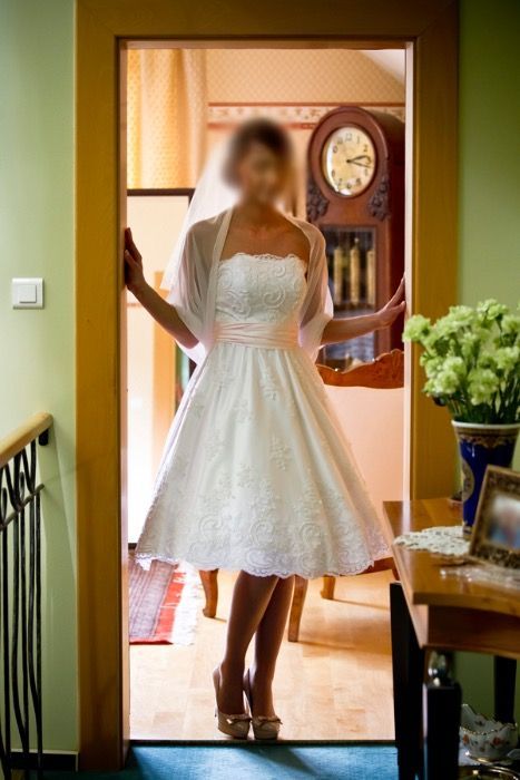 Unikatowa suknia ślubna retro własnego projektu z przepiękną koronką